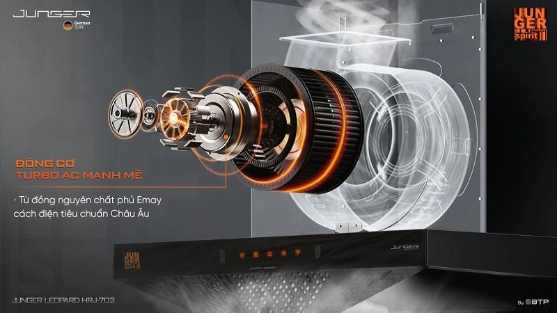 MÁY HÚT MÙI JUNGER LEOPARD HRJ-702L:SIÊU HÚT MÙI TURBO, HÚT KHOẺ CHẠY ÊM