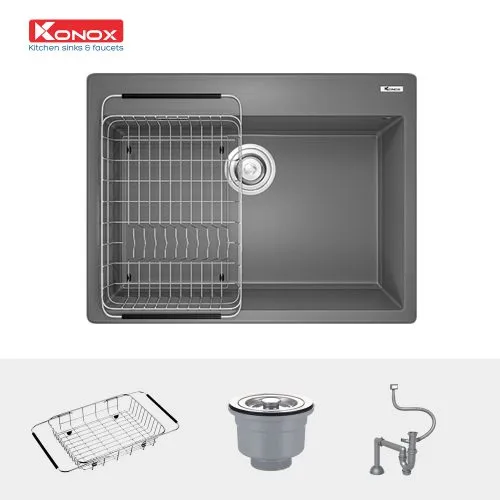 chậu rửa bát Konox Ruvita 680 Grey 