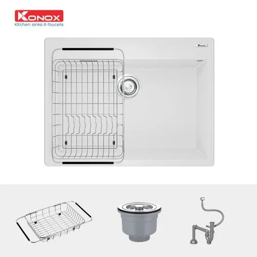 chậu rửa bát Konox Ruvita 680 White Silver 