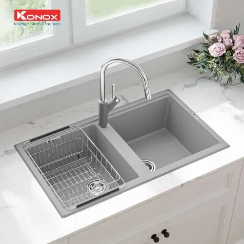 chậu rửa bát konox phoenix 860 grey 